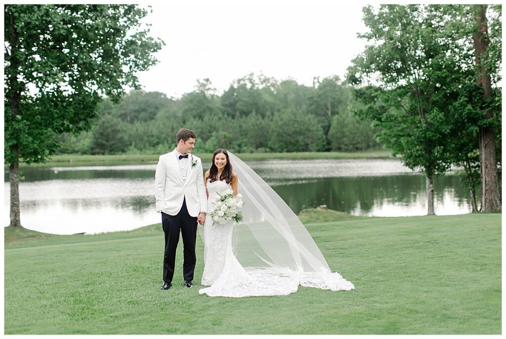 Bride and groom at Auburn oaks farm