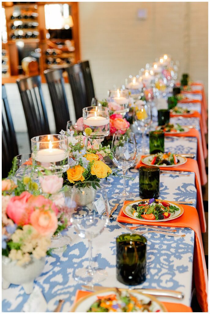 Rehearsal dinner table set up in Alabama