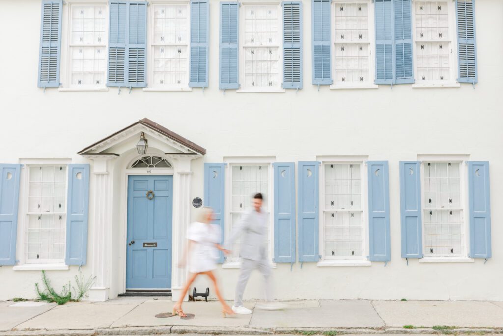 a couple at their engagement session in Charleston