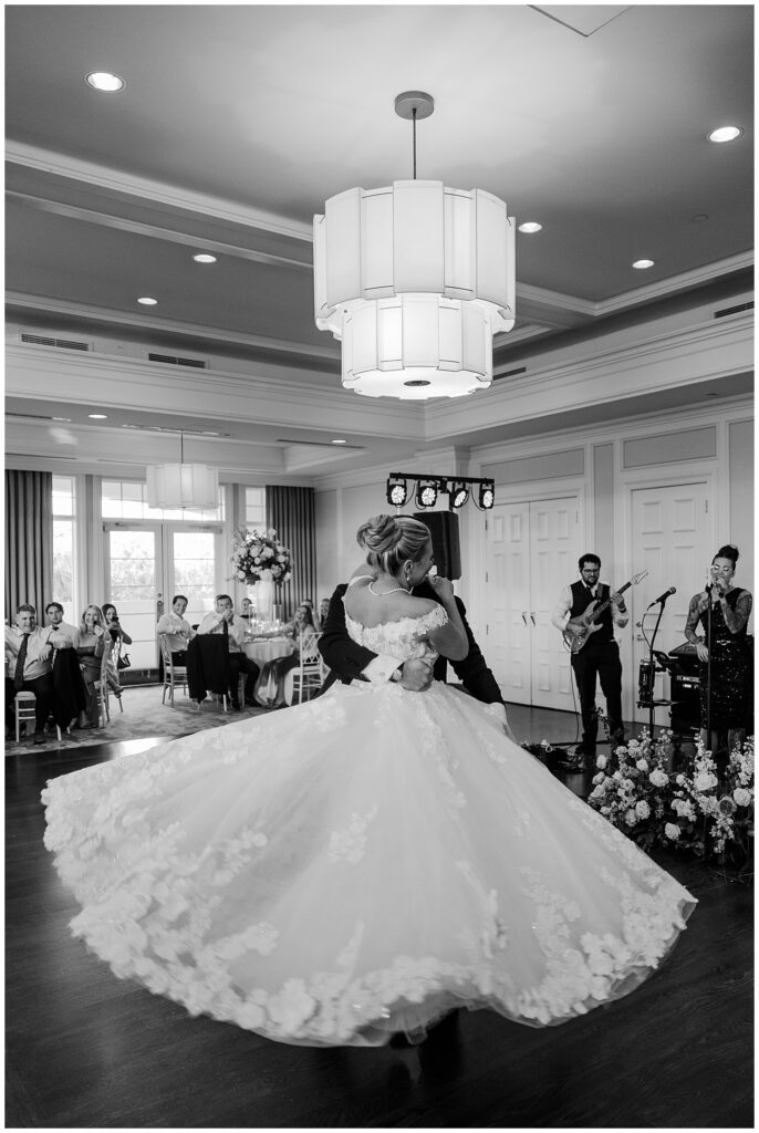 Bride and groom during their first dance